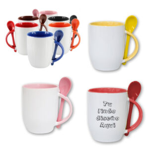 taza-color-con-cucharapersonalizado con foto desde 1 pieza taza-color-con-cuchara